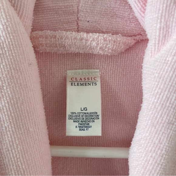 CASUAL ELEMENT WOMENS TERRY BATHROBE, SZ-LG, PINK, HEAVY & LONG, CORDED TRIM - Picture 4 of 4